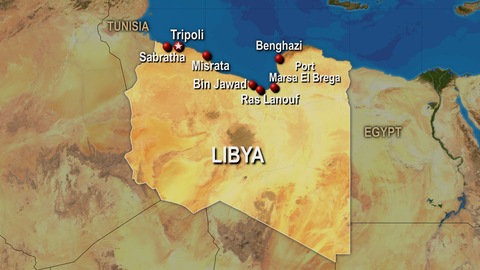 Major cities in Libya, predominantly Tripoli in the west and Benghazi in the east