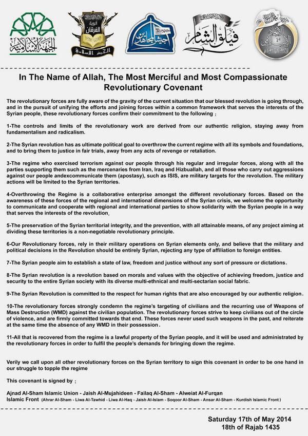 Revolutionary Covenant, May 17, 2014