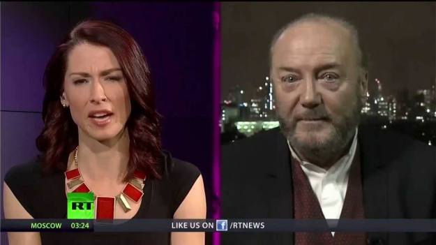 Abby Martin and George Galloway: Both host conspiracy-laden shows on RT