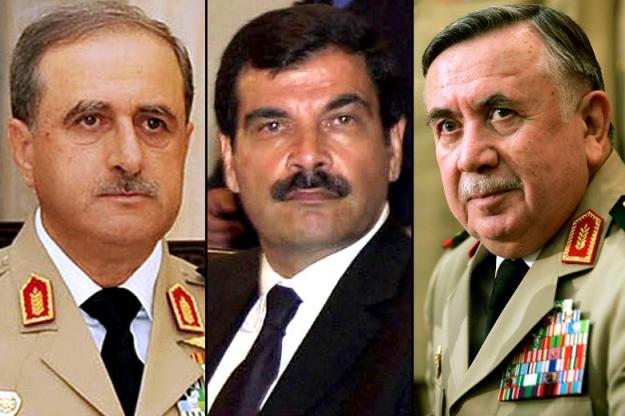 Defence Minister Daoud Rajha, General Assef Shawkat and General Hassan Ali Turkmani