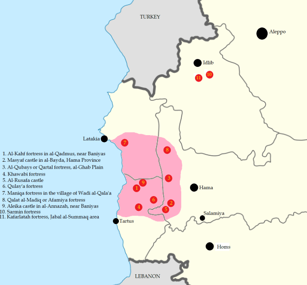 The statelet of the Nizaris or Assassins, based on their castles and the surrounding populace