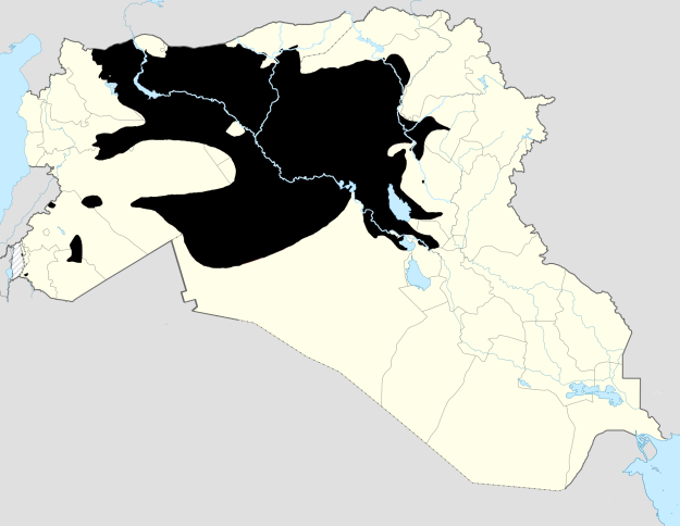 Territory conrtolled by the Islamic State in Syria and Iraq