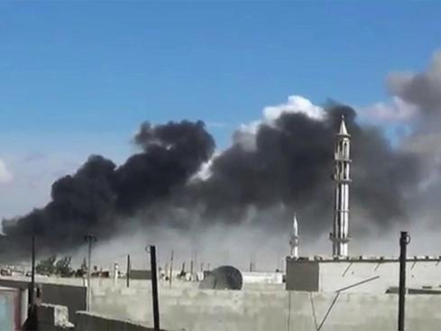 Aftermath of a Russian airstrike against U.S.-supported moderate rebels in Talbiseh, Homs (AP)