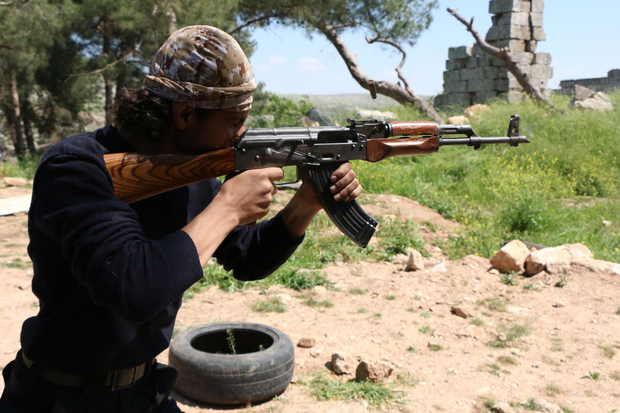 A rebel fighter from the Free Syrian Army's 