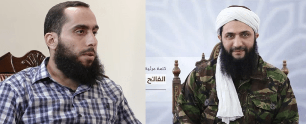 The leader of Ahrar al-Sham, Ali al-Umar (Abu Ammar); the leader of Jabhat Fatah al-Sham, Ahmad al-Shara (Abu Muhammad al-Jolani)